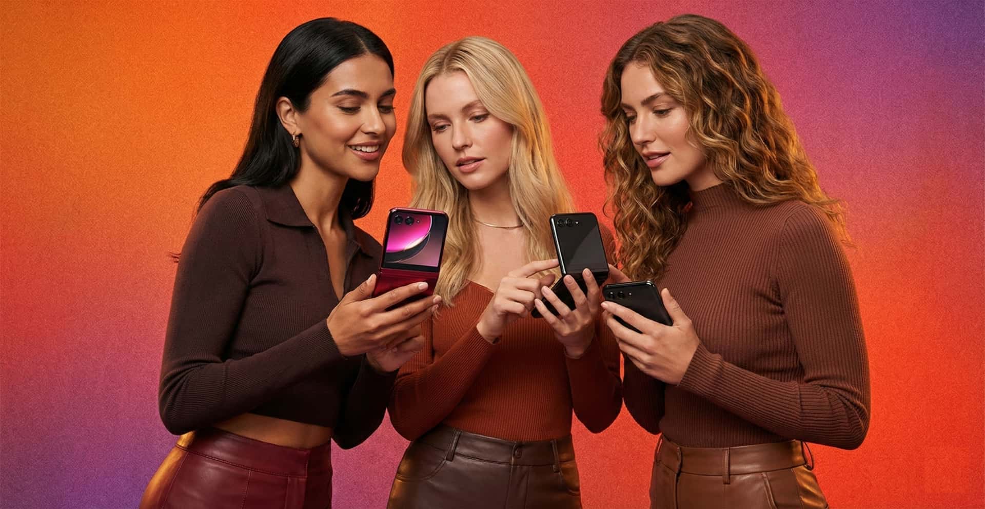 Foldable camera phone with creator accessories in a studio lighting setup