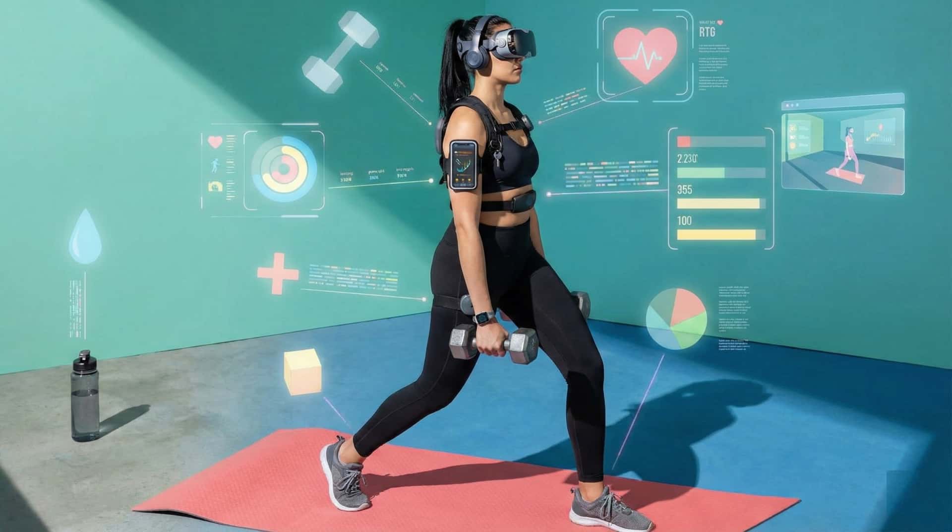 Advanced biosensor technology showing glucose detection through sweat analysis with detailed sensor visualization