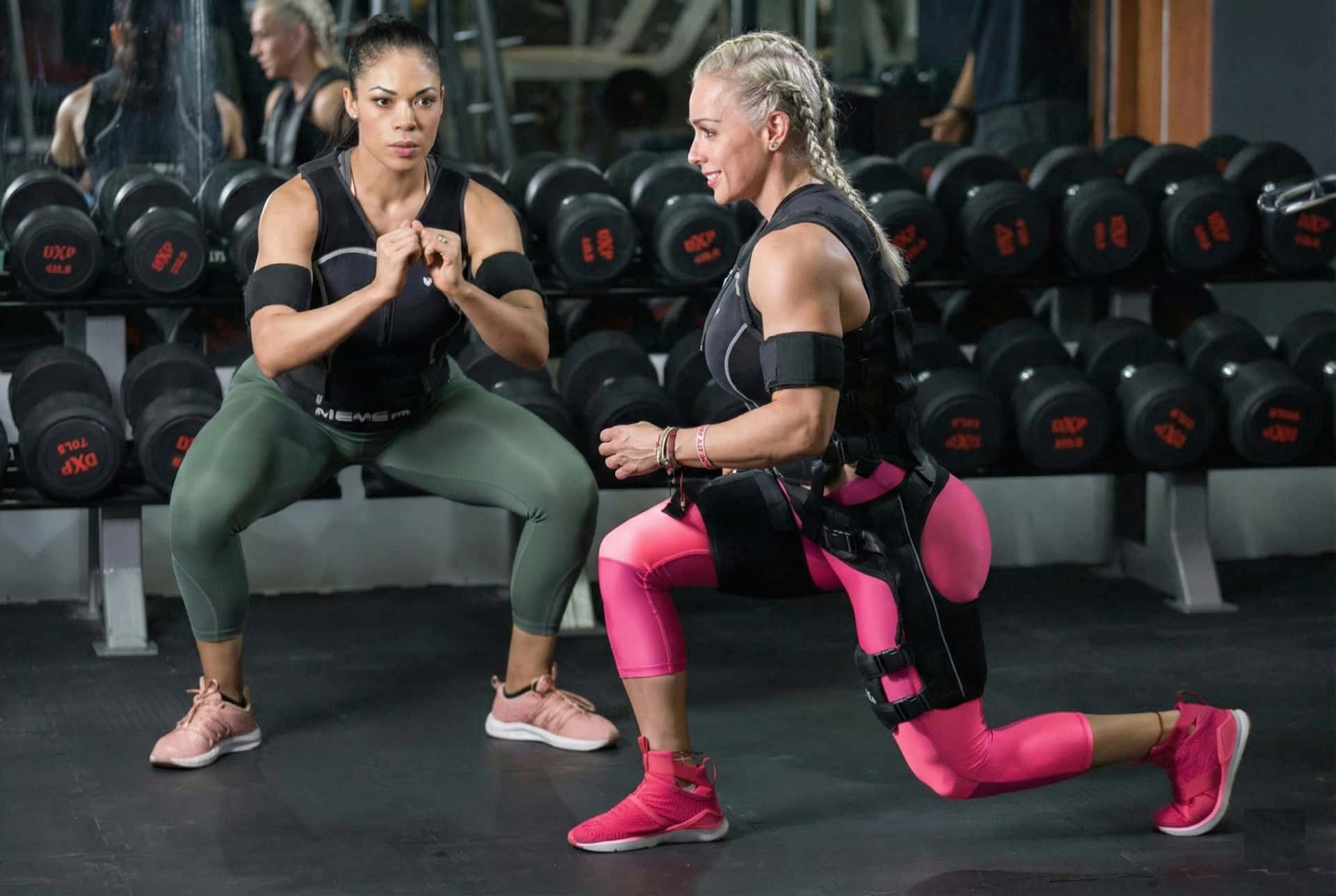 Woman demonstrating proper weighted vest walking form and technique