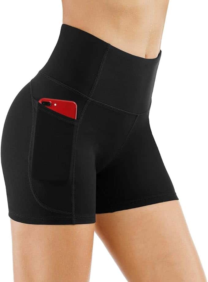 THE GYM PEOPLE High Waist Yoga Shorts for Women's Tummy Control Fitness Athletic Workout Running Shorts