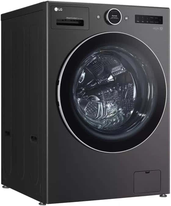LG all-in-one washer dryer combo in black steel finish