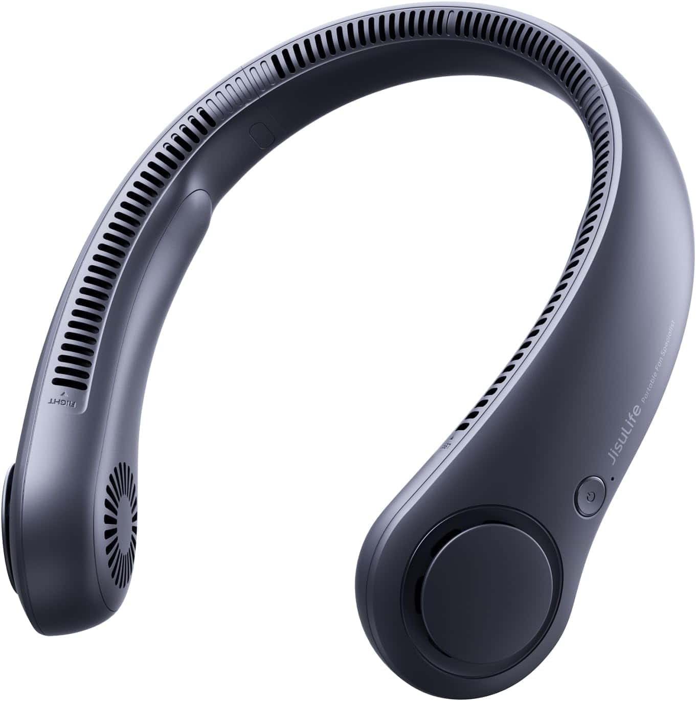 JISULIFE Portable Neck Fan, Hands Free Bladeless Fan, 5 Speeds, 4000 mAh Battery Operated Wearable Personal Fan, Twistable, Rechargeable, Gift for Women Men-Blue