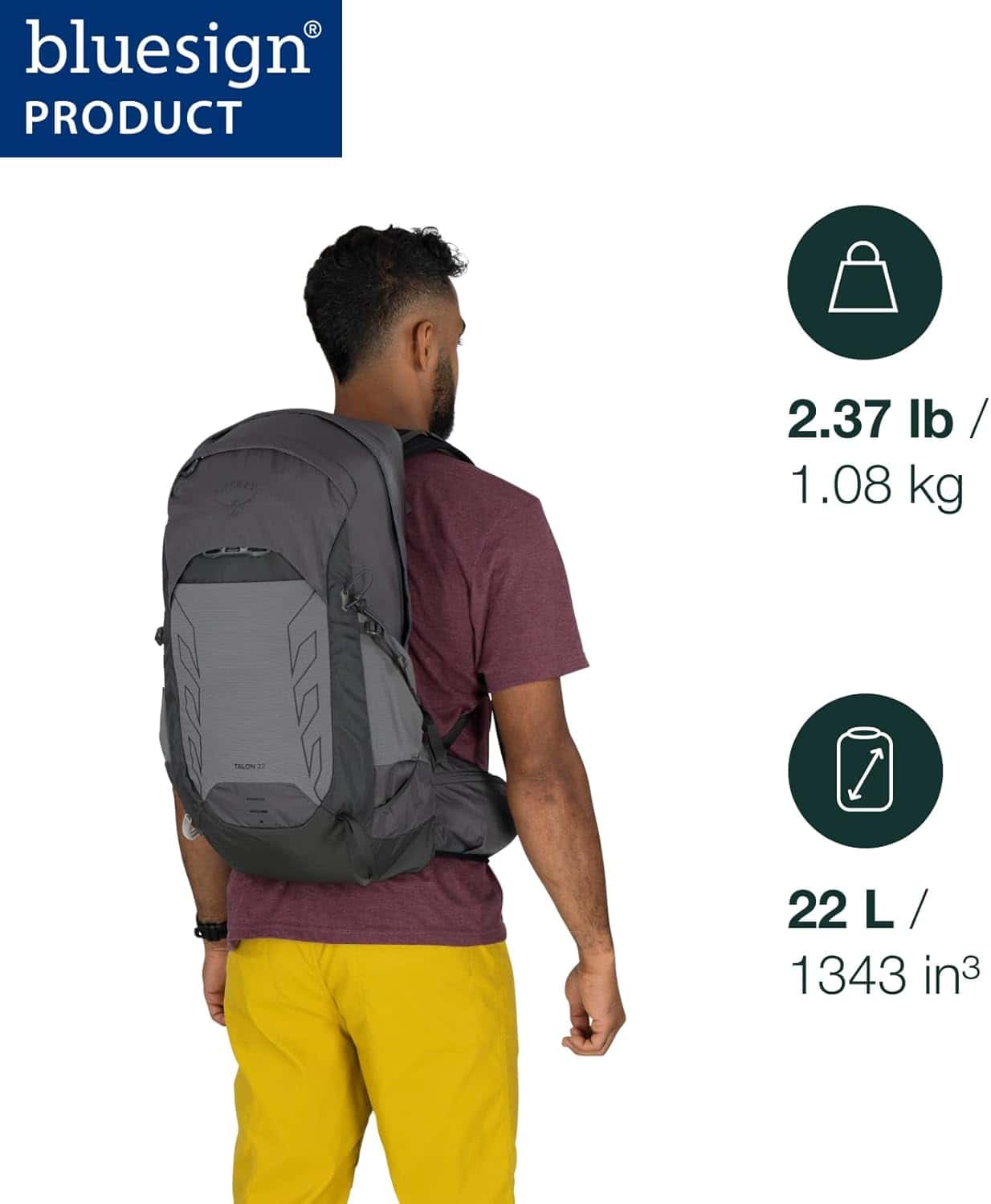 Osprey Talon 22L Men's Lightweight Hiking Backpack - Small Daypack for Travel & Camping