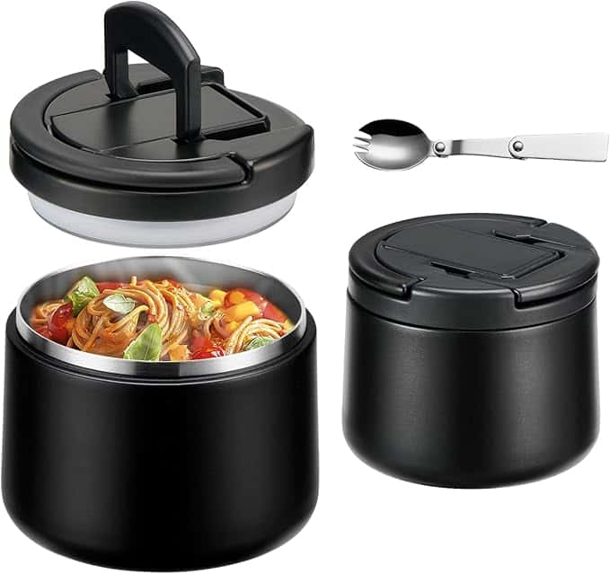 OmieBox Bento Box for Kids - Insulated Bento Lunch Box with Leak Proof Vacuum Insulated Food Jar - 3 Compartments, Two Temperature Zones (Blue Sky)