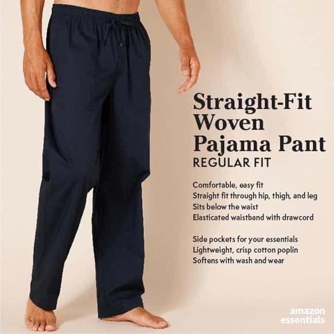 Amazon Essentials Mens Straight-Fit Woven Pajama Pant with Pockets
