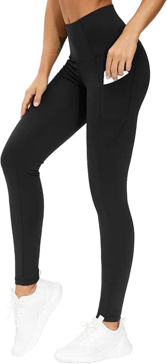 THE GYM PEOPLE Thick High Waist Yoga Pants with Pockets, Tummy Control Workout Running Yoga Leggings