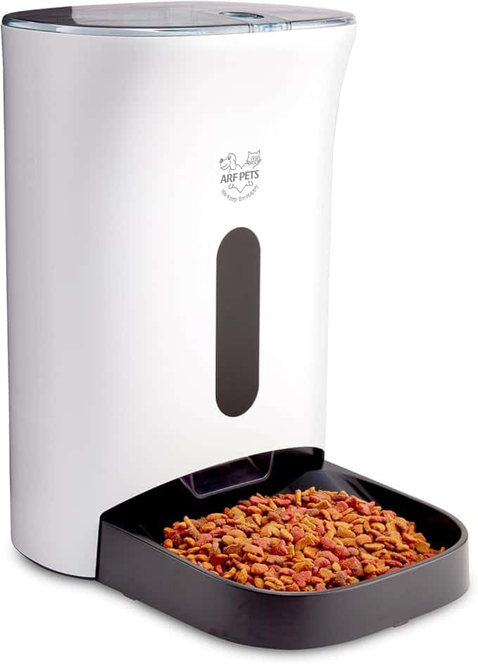 Arf Pets Automatic Pet Feeder Food Dispenser for Dogs, Cats & Small Animals – Features Distribution Alarms, Portion Control & Voice Recording – Timer Programmable Up to 4 Meals a Day
