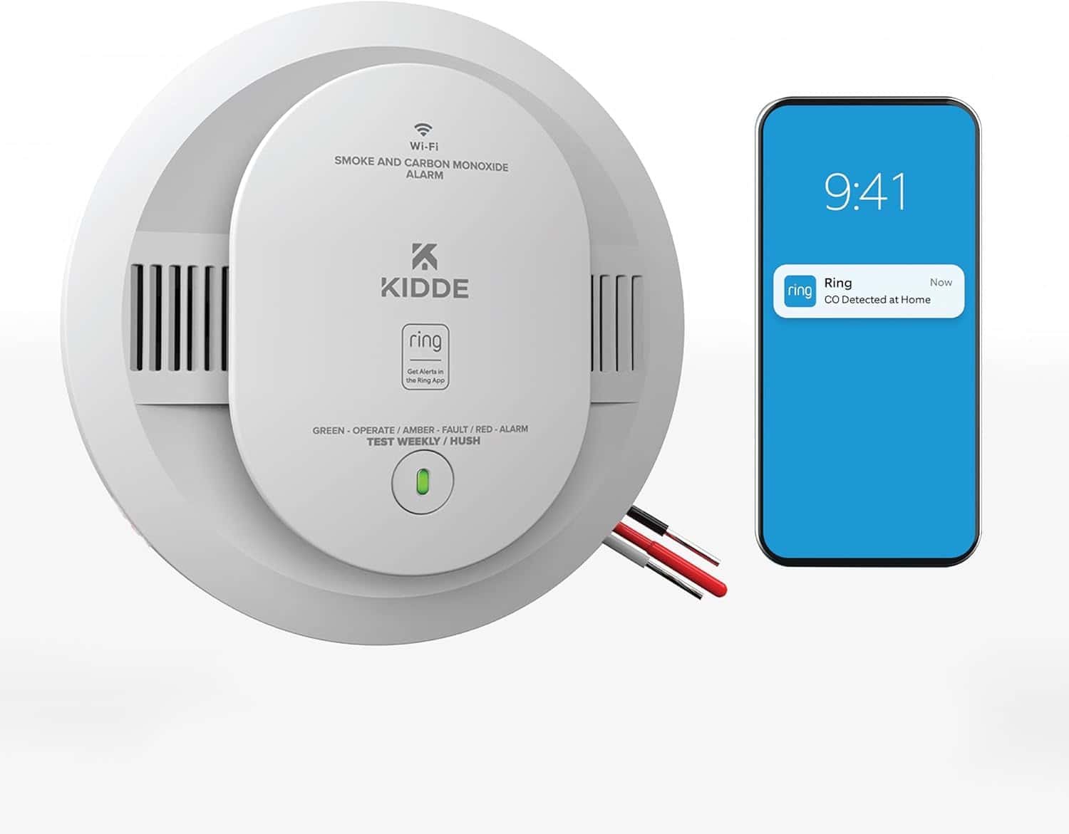 Kidde smart smoke and CO detector angled view