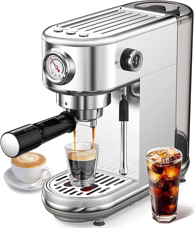 Espresso Machine with Milk Frother, 20 Bar High Pressure Professional Espresso Maker Automatic