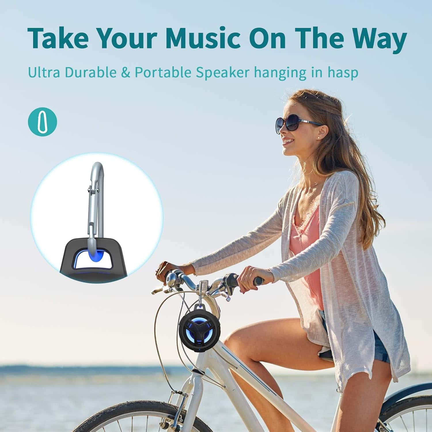 EBODA Bluetooth Shower Speaker, Portable Bluetooth Speakers, IP67 Waterproof Wireless Speaker with LED Light, Floating, 2000mAh, True Wireless Stereo for Kayak, Beach, Gifts for unisex -Black