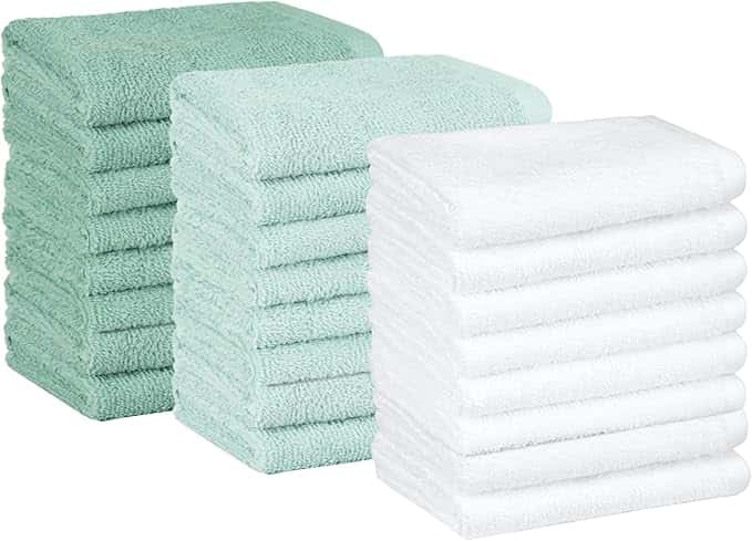 Amazon Basics Cotton Washcloths for Bathroom, 24-Pack