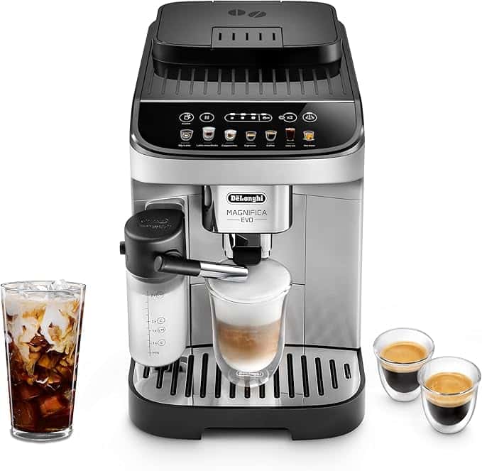 De'Longhi Magnifica Evo Automatic Espresso & Coffee Machine with Auto Milk Frother, Built-in Grinder & Auto-Clean Function