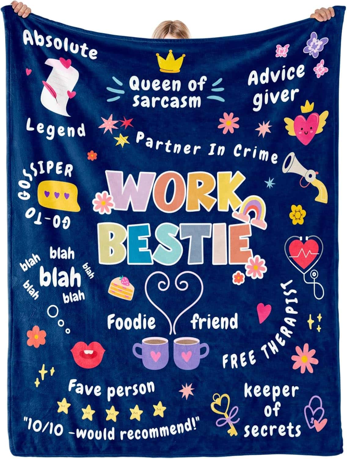 Appreciation Gifts for Friends/Sister/Coworkers, Coworker Thank You Gifts for Women, Work Bestie Throw Blanket for Couch 60" x 50"