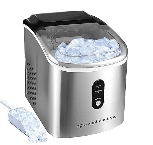 Frigidaire Stainless Steel Ice Maker Machine - Heavy Duty - Makes 26 lbs of Clear Ice Per Day - Digital LED Control Panel - Transparent Window - 1.2 Quart Water Reservoir - Stainless Steel