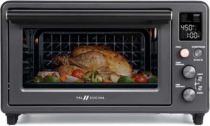 Infrared Heating Air Fryer Toaster Oven Combo, with Non-toxic Enamel-coated Interior, Extra Large Countertop Convection Oven 10-in-1 Combo, 6-Slice Toast, Enamel Baking Pan Easy Clean