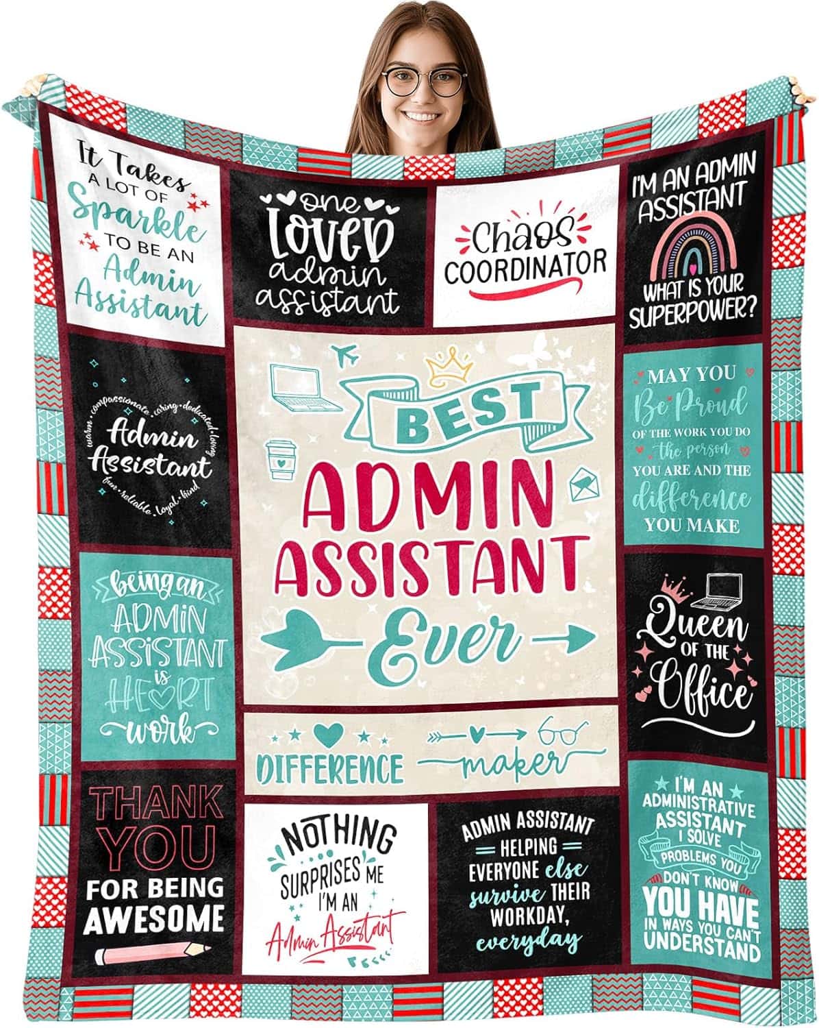 Christmas Admin Assistant Gifts Throw Blanket 60 x 50 inch - Christmas Administrative Assistant Gifts - Best Administrative Assistant Gifts for Women- Administrative Assistant Day Gift Ideas