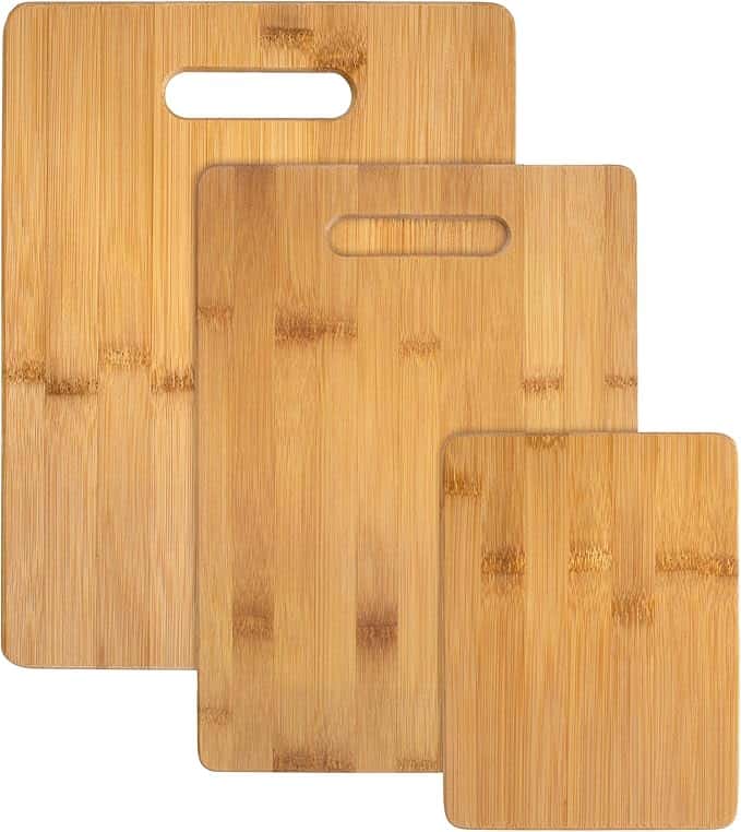 Totally Bamboo 3-Piece Bamboo Cutting Board Set – Reversible Kitchen Boards for Chopping, Cheese & Serving | Durable, Eco-Friendly Wood Cutting Boards