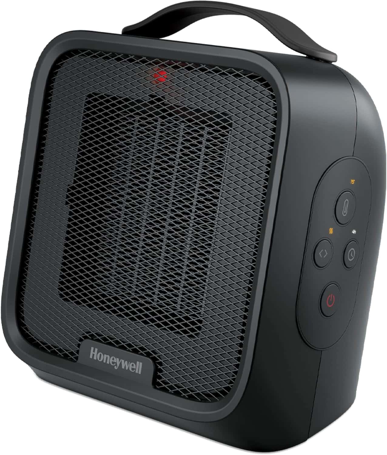 Honeywell UberHeat Plus Ceramic Space Heater for Small Rooms, Quiet, Compact Personal Heater with Variable Heat Settings and Auto-off Timer, Black, HCE220B - Best Budget Pick space heater for 100 sq ft with 1500W power