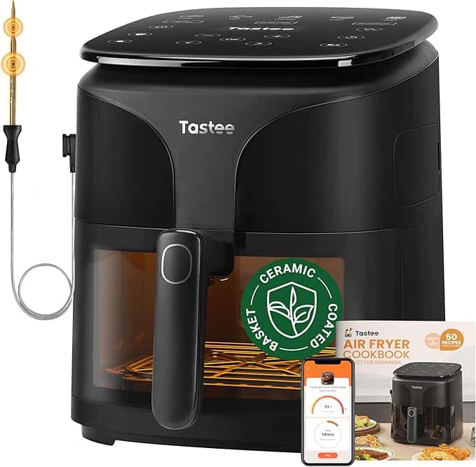 Tastee Ceramic Air Fryer 8-in-1 Compact 5.5QT with Smart Probe