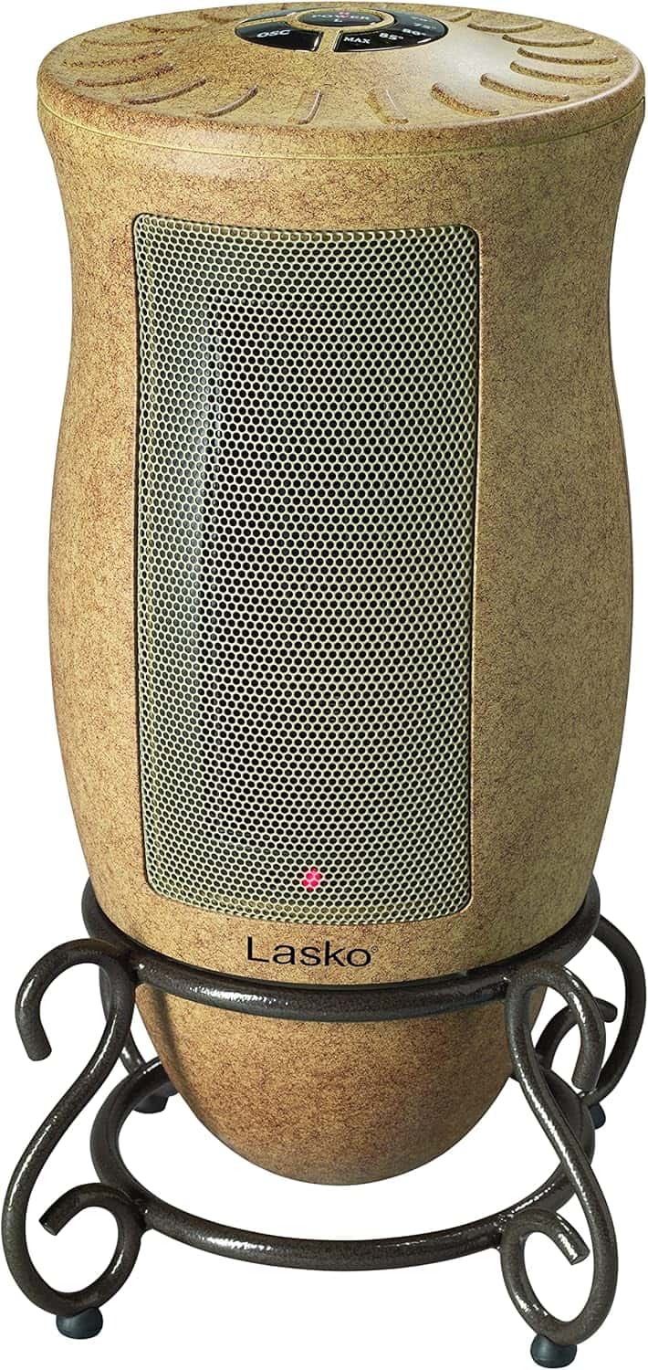 Lasko Oscillating Designer Series Ceramic Space Heater for Home with Adjustable Thermostat, Timer and 2-Speeds, 16 Inches, 1500W, Beige, 6405 - Best for Large Rooms space heater for 250 sq ft with 1500W power