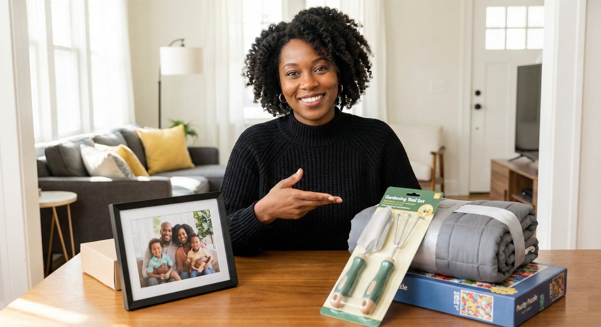 Best gifts for grandparents 2025 - A curated collection of thoughtful and practical gift ideas including digital photo frames, cozy comfort items, wellness products, and meaningful keepsakes arranged on a table