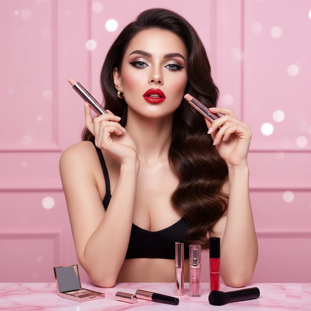 Best makeup must-haves 2026 arranged on a vanity with foundations, concealers, eyeshadows, and lip products