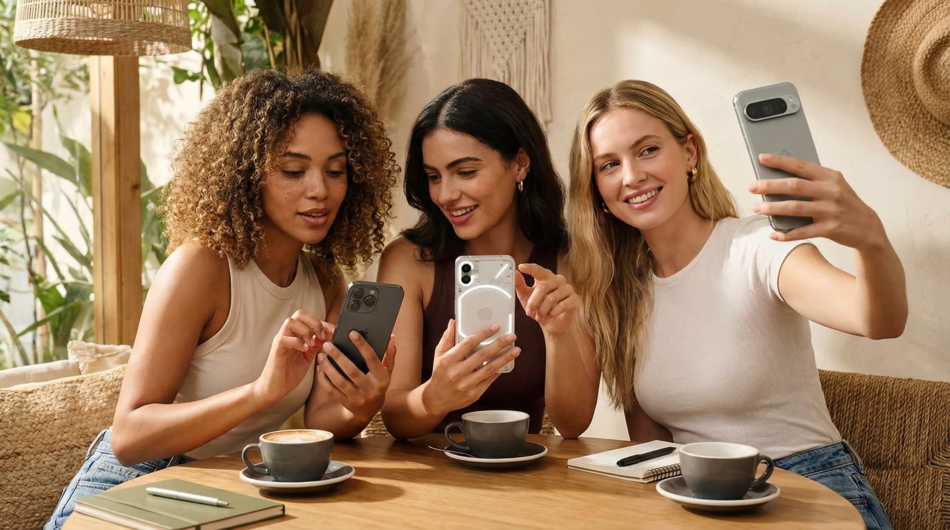 Parent guiding kid through their first smartphone setup