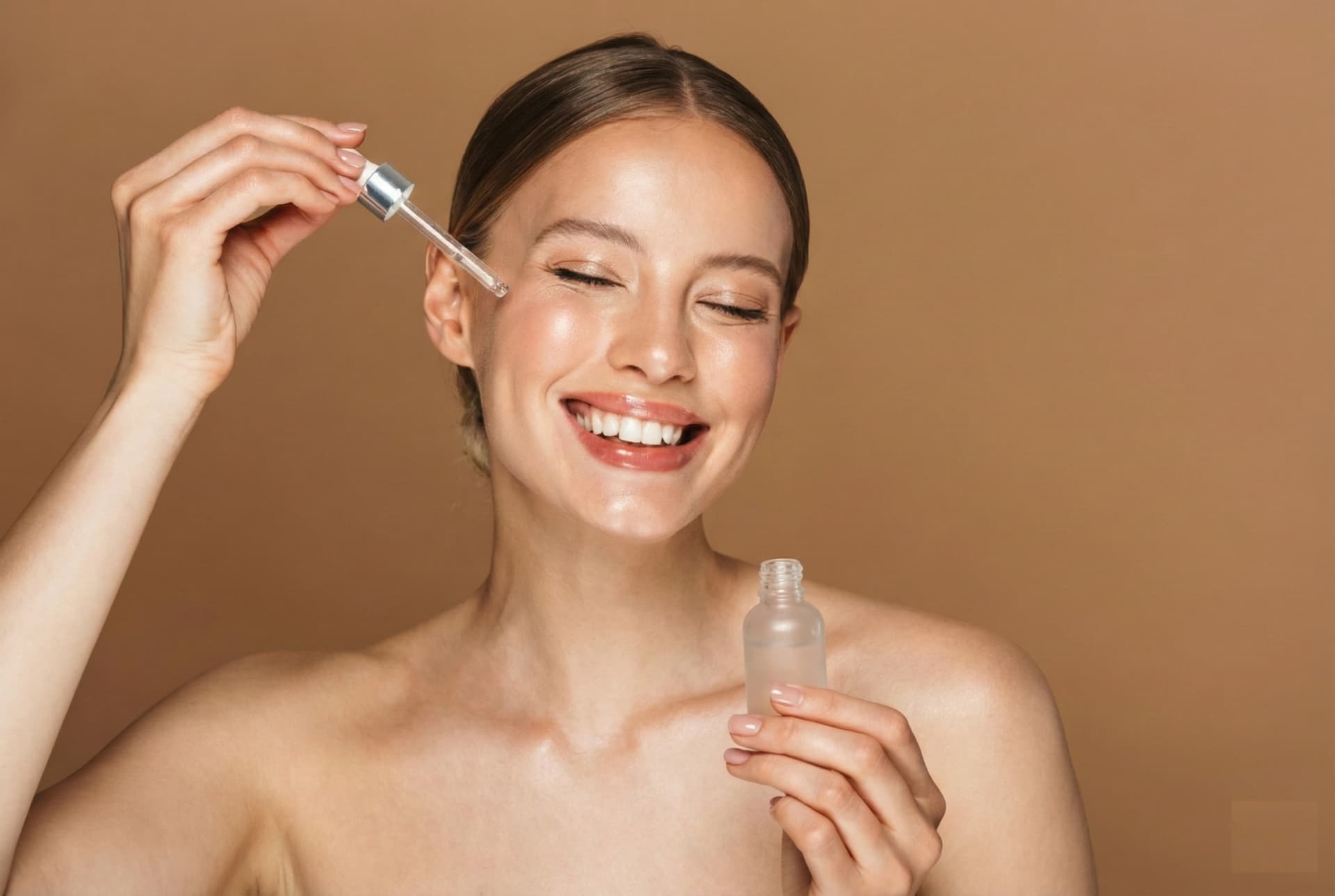 Anti-aging skincare products arranged on a vanity in 2025