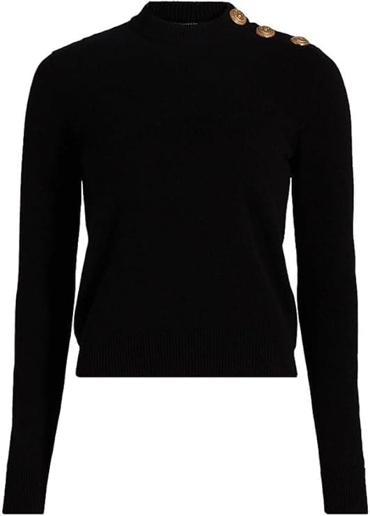 Balmain Button-Shoulder Cashmere-Wool Sweater - Luxury Knitwear - $1,590.00