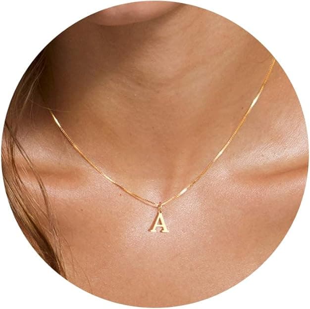 Foxgirl Gold Initial Necklaces for Women, Dainty Gold Letter Necklace Tiny A-Z Pendant Choker Necklace Trendy Cute Personalized Monogram Name Necklace Gold Jewelry Necklace for Women Gift