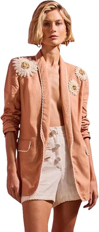 PatBO Tropic Linen Blazer - Designer Blazers - $850.00