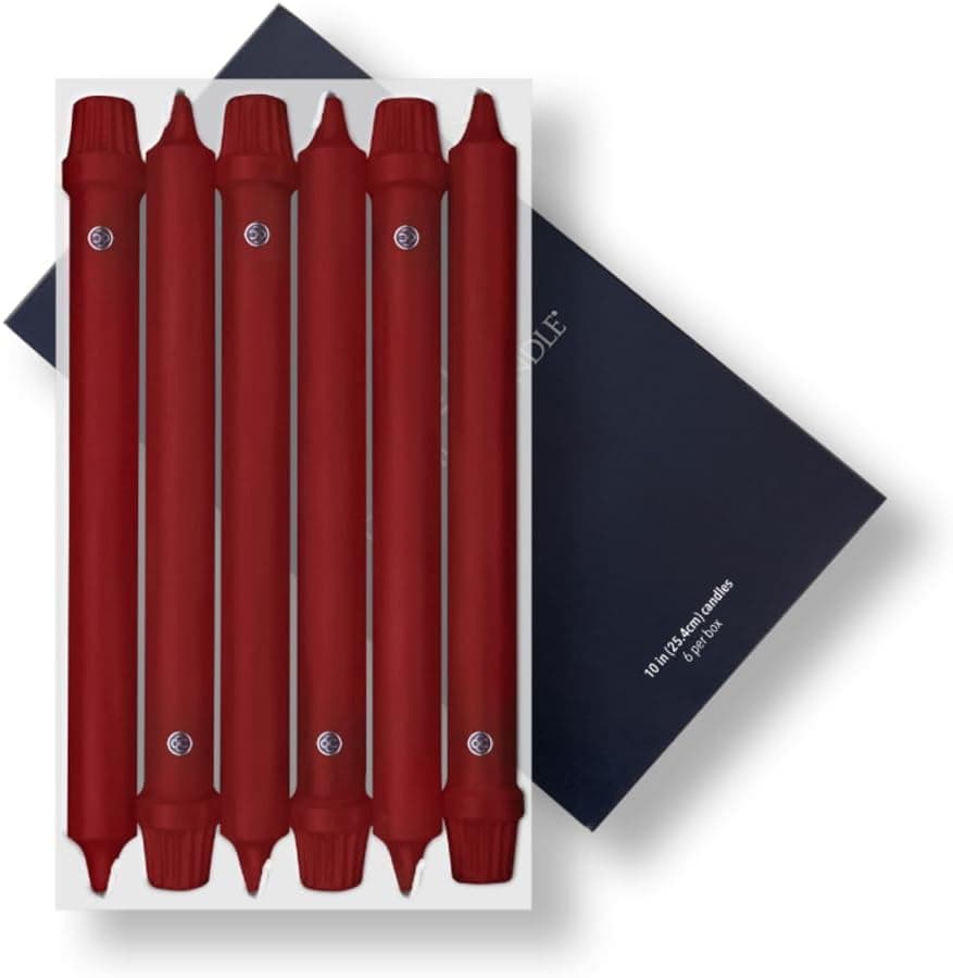 Colonial Candle unscented taper candle classic collection traditional cranberry, 10 inch pack of 6 candlesticks