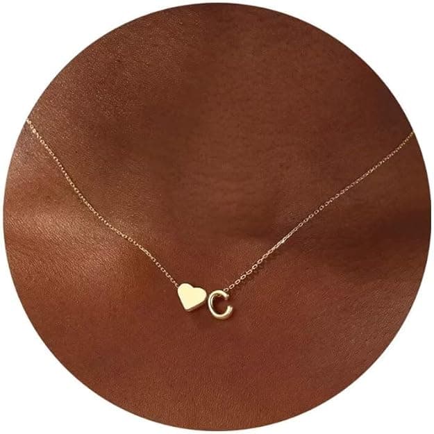 Turandoss Heart Initial Necklace for Women Teen Girls - 18K Gold Plated Letter A-Z Pendant Necklace Dainty Heart Necklaces Tiny Initial Necklaces Birthday Gifts for Women Jewelry