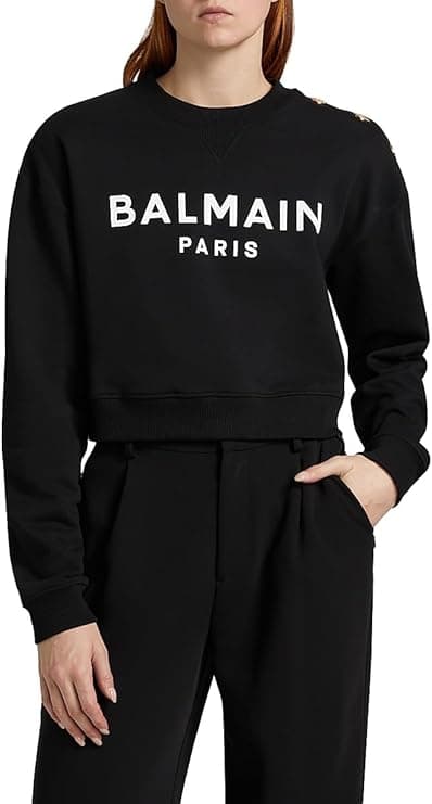 Balmain Button-Embellished Logo Cotton Sweatshirt - Designer Casual - $990.00