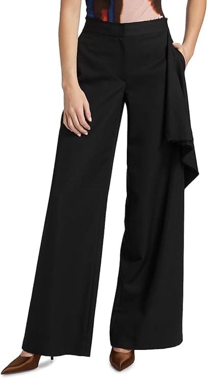 Jason Wu Collection Draped Wool-Silk Straight-Leg Pants - Designer Trousers - $1,295.00