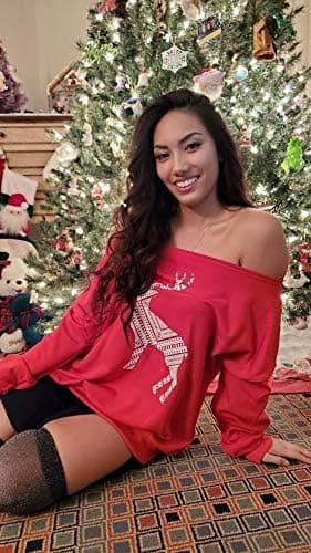 Women Off Shoulder Sweater Fleeced Long Sleeve