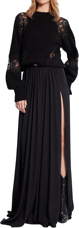 Elie Saab Knit and Lace Sweater - Luxury Tops - $235.00