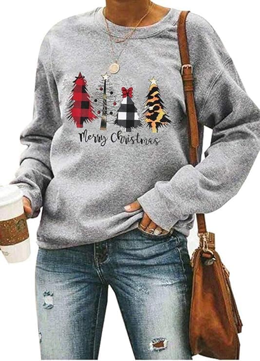 ASTANFY Merry Christmas Sweatshirt Drop Shoulder