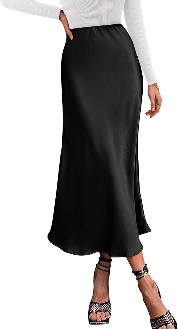 BTFBM 2026 Womens Spring Summer Long Satin Skirt Silk Elegant High Waist