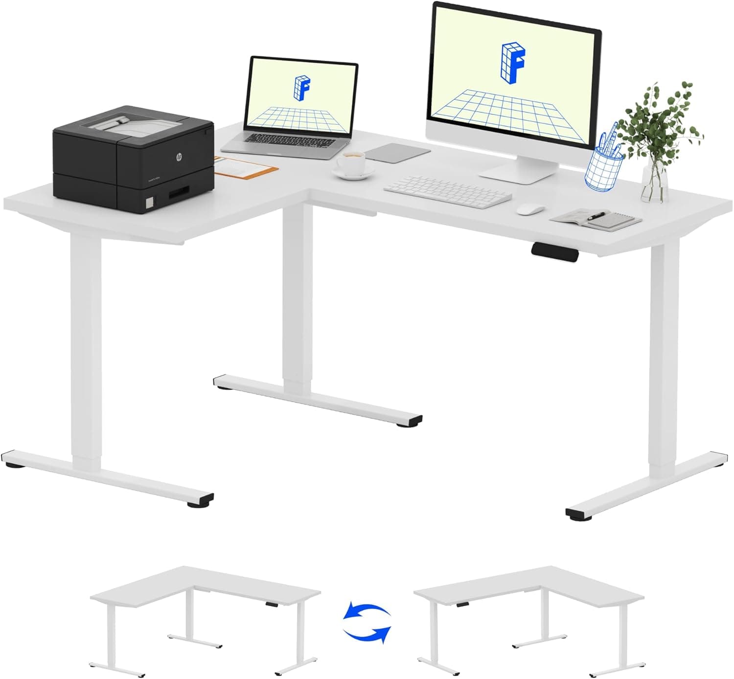 FLEXISPOT L Shaped Standing Desk - Electric L-shaped adjustable corner desk