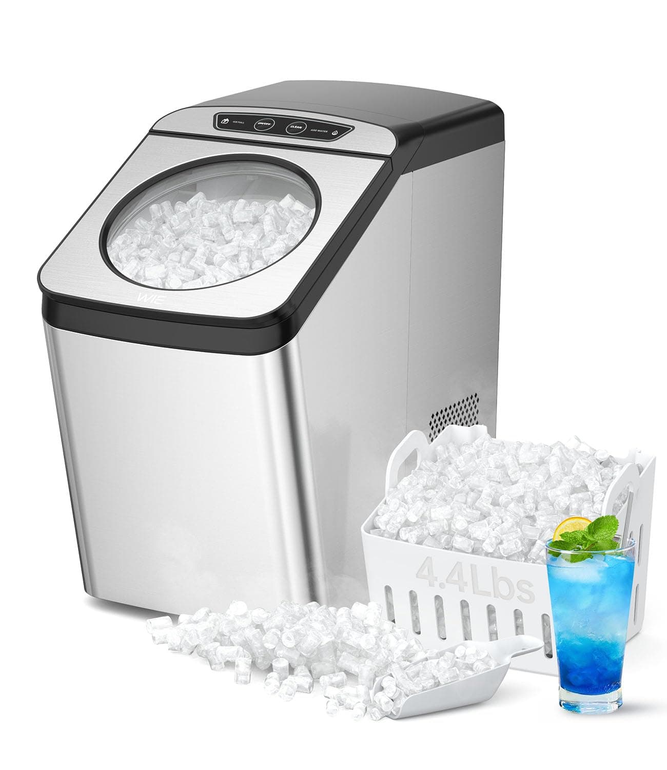 WIE Nugget Ice Maker Countertop, 44 lbs in 24 Hours, 0.75 Gallon Tank