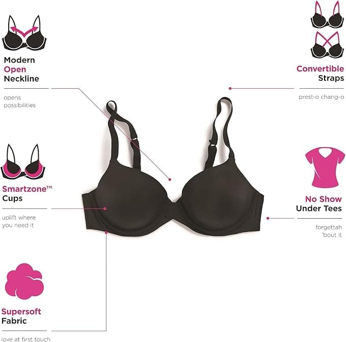 Maidenform Underwire, One Fab Fit Demi T-Shirt, Convertible Bras for Women - T-Shirt Bras - $23.99