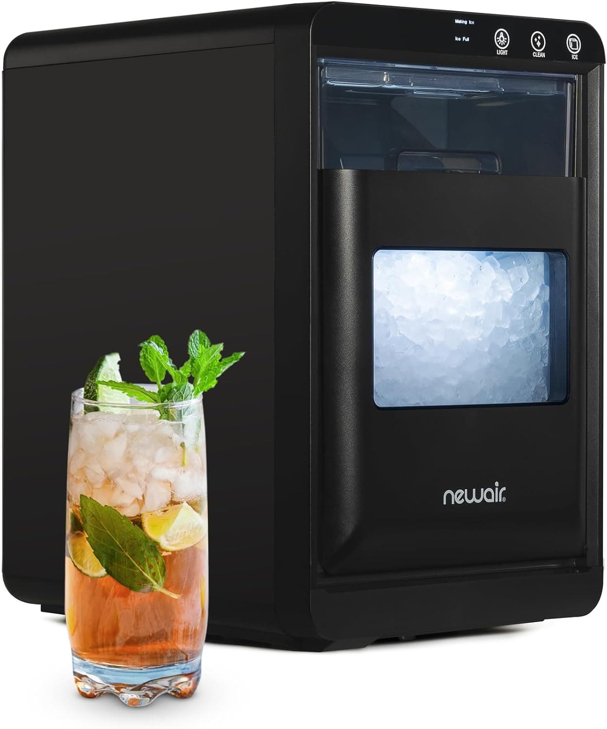Newair Nugget Ice Maker Countertop, 44 lbs in 24 Hours, Black Stainless