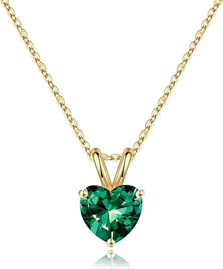 SMILEST 925 sterling silver heart birthstone necklace dainty sparkling pendant jewelry gift