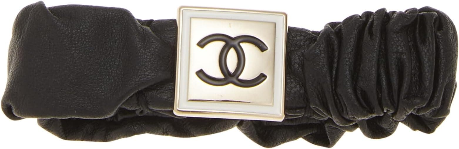 CHANEL Pre-Loved Black Lambskin 'CC' Hair Tie, Blue - Hair Accessories - $650.00