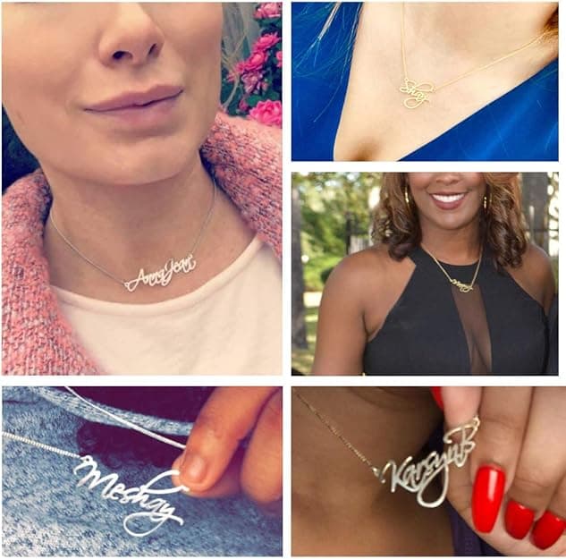 Personalized Name Necklace - Choose from 14 Font Styles - Customizable 18K Gold-Plated Pendant - Ideal Gifts for Birthdays, Valentines Mother's Day, Christmas Women, Girls, Teens, Daughters