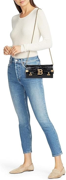 Balmain B-Buzz 23 Crocodile-Embossed Leather Pouch - Handbags & Purses - $1,795.00