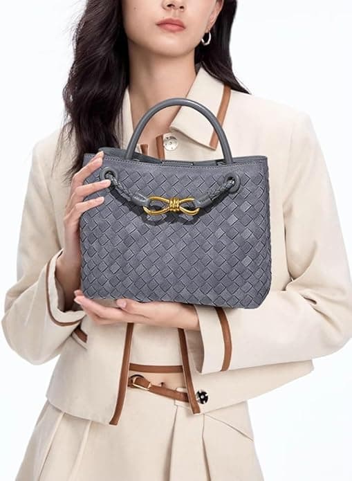 Suede woven tote bag for women PU leather hobo bags casual crossbody purse shoulder satchel bag top handle tote handbag