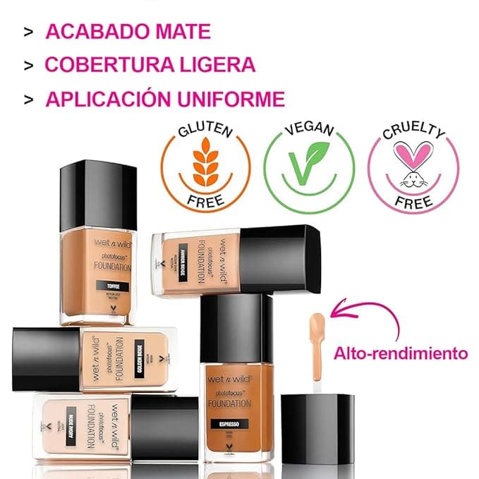wet n wild Photo Focus Matte Liquid Foundation Soft Beige, Vegan & Cruelty-Free