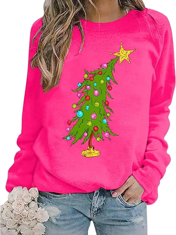 APRFLOWER Christmas Sweatshirts Cute Christmas Tree Graphic